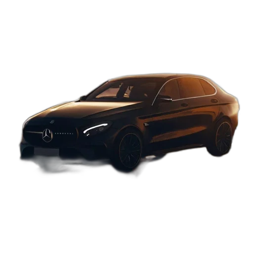 car, 3d render, photorealistic, concept art, pixel art, sleek, black, mercedes-benz transparent PNG cut-out