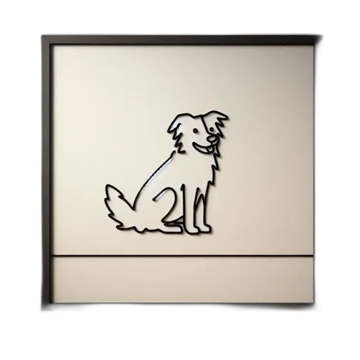animal, photorealistic, framed, black, line, drawing, dog, sitting transparent PNG cut-out