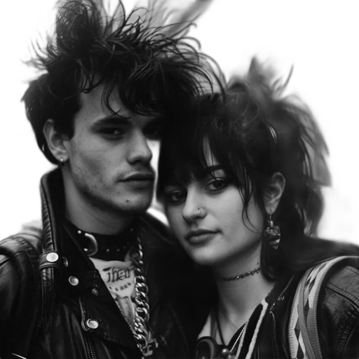 jacket, photorealistic, young, couple, punk, alternative, style, dressed transparent PNG cut-out