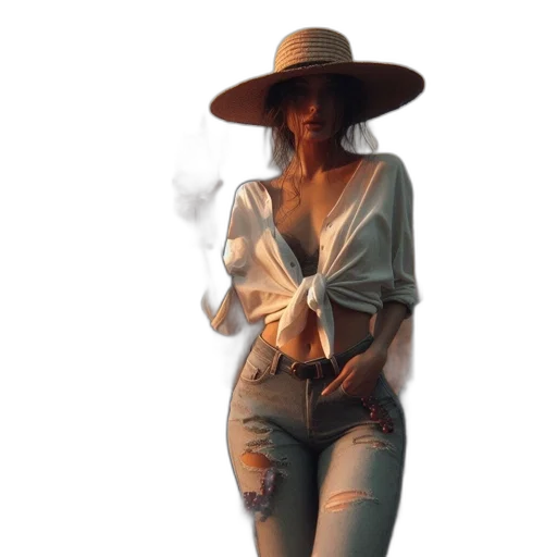 hat, jacket, dress, jewelry, photorealistic, oil painting, concept art, 3d render transparent PNG cut-out