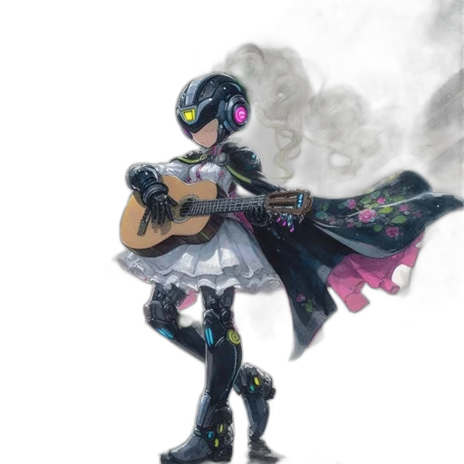 robot, mask, weapon, dress, concept art, fantasy art, pixel art, watercolor transparent PNG cut-out