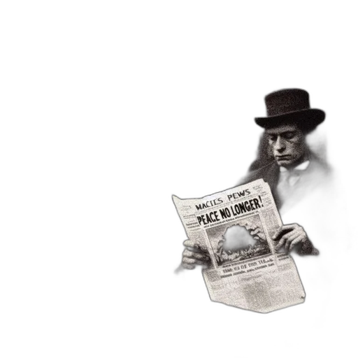 hat, staff, monochrome, photo, gentleman, reads, newspaper, titled transparent PNG cut-out