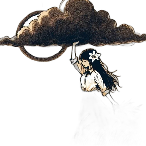 hair, crown, hat, umbrella, concept art, anime, fantasy art, comic book art transparent PNG cut-out