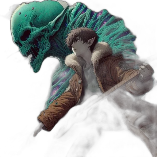 creature, dragon, mask, fantasy art, concept art, comic book art, watercolor, fog transparent PNG cut-out
