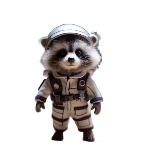 animal, jacket, staff, creature, concept art, 3d render, photorealistic, raccoon transparent PNG cut-out
