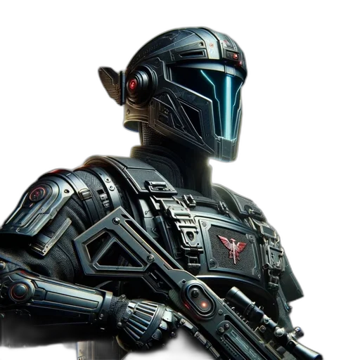 robot, concept art, 3d render, cyberpunk, futuristic, soldier, wearing, intricate transparent PNG cut-out