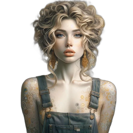 jewelry, dress, hair, face, photorealistic, fantasy art, oil painting, concept art transparent PNG cut-out