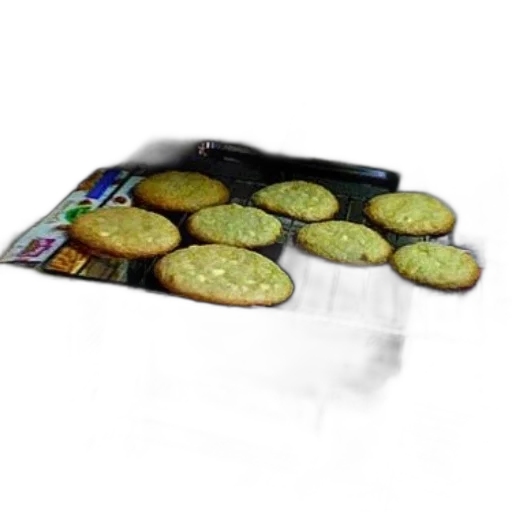 food, 3d render, photorealistic, cooling, rack, cookies, sits, between transparent PNG cut-out