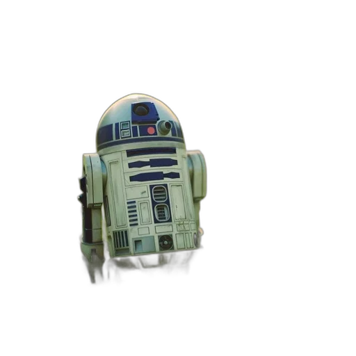 robot, 3d render, pixel art, concept art, photorealistic, outer space, r2-d2, stands transparent PNG cut-out