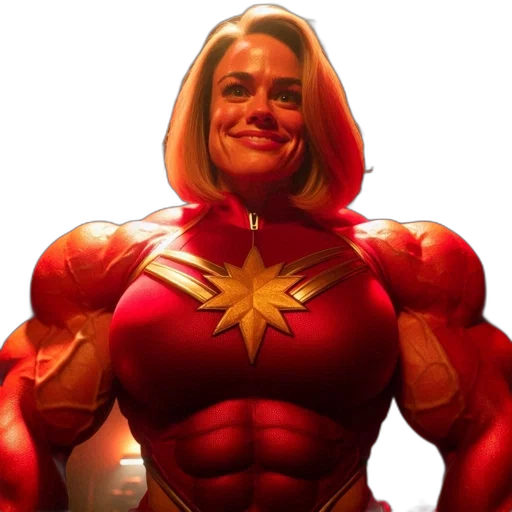 comic book art, concept art, woman, dressed, red, costume, gold, star transparent PNG cut-out