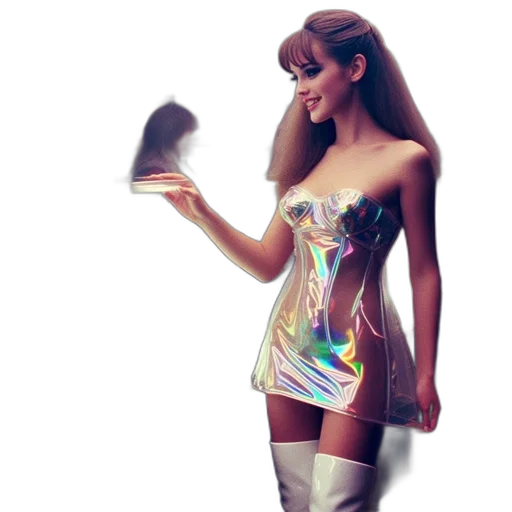 dress, shoes, robot, 3d render, concept art, vaporwave, fantasy art, outer space transparent PNG cut-out