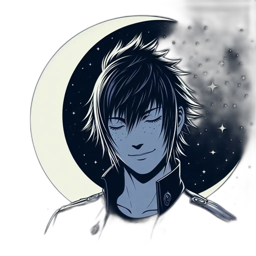 comic book art, anime, cartoon, fantasy art, outer space, monochrome, dark, blue transparent PNG cut-out