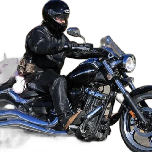photorealistic, person, wearing, black, leather, jacket, helmet, rides transparent PNG cut-out