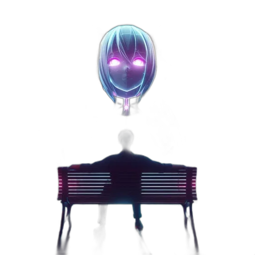 robot, furniture, mask, staff, concept art, 3d render, cyberpunk, vaporwave transparent PNG cut-out