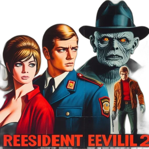 comic book art, concept art, pixel art, vintage, movie, poster, resident, evil transparent PNG cut-out