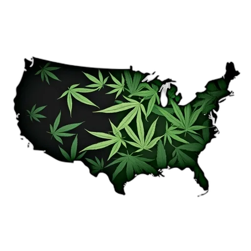 green, stylized, map, united, states, cannabis, leaf, pattern transparent PNG cut-out