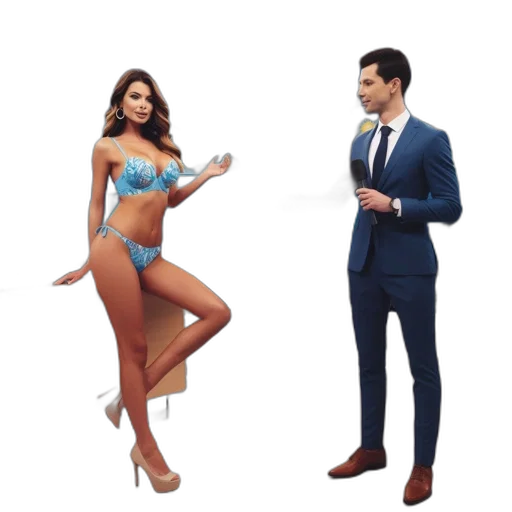 concept art, 3d render, female, model, wears, blue, bikini, while transparent PNG cut-out