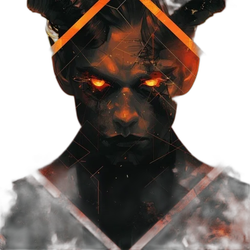 face, mask, crown, cyberpunk, concept art, comic book art, fantasy art, fire transparent PNG cut-out