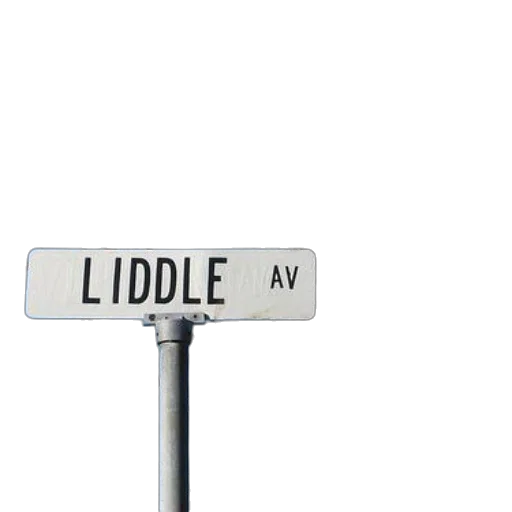 3d render, photorealistic, city street, neon lights, street, sign, reads, liddle transparent PNG cut-out