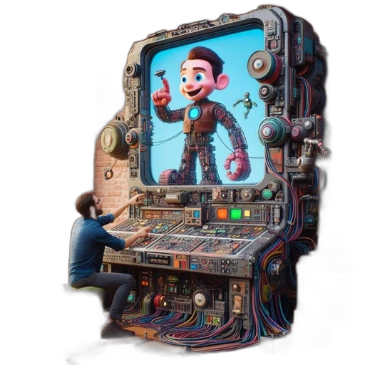robot, furniture, jacket, weapon, concept art, cyberpunk, 3d render, pixel art transparent PNG cut-out