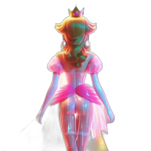 dress, crown, robot, staff, concept art, pixel art, vaporwave, watercolor transparent PNG cut-out