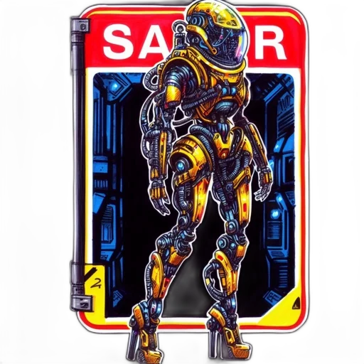 robot, concept art, 3d render, comic book art, pixel art, outer space, illustrated, stands transparent PNG cut-out
