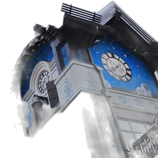 robot, weapon, building, 3d render, concept art, clock, tower, intricate transparent PNG cut-out
