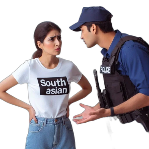 jacket, weapon, distressed, woman, south, asian, tee, confronts transparent PNG cut-out