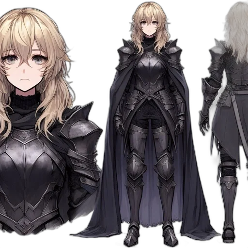 concept art, fantasy art, pixel art, anime, dark, monochrome, elaborate, female transparent PNG cut-out
