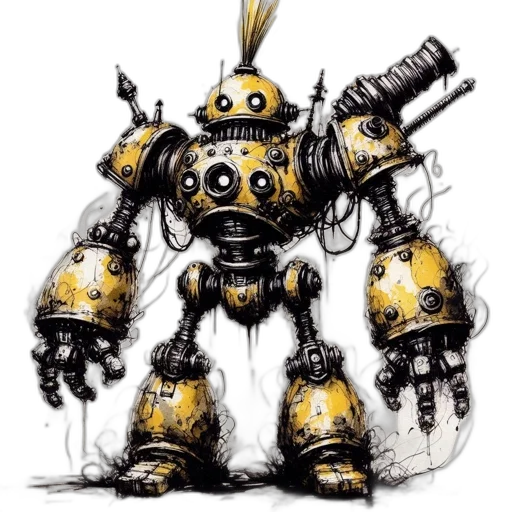 robot, weapon, creature, animal, concept art, cyberpunk, 3d render, pixel art transparent PNG cut-out