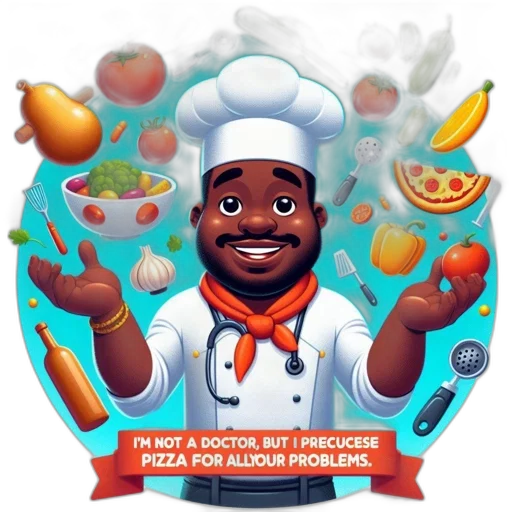 food, concept art, pixel art, cartoon, enthusiastic, chef, donning, attire transparent PNG cut-out