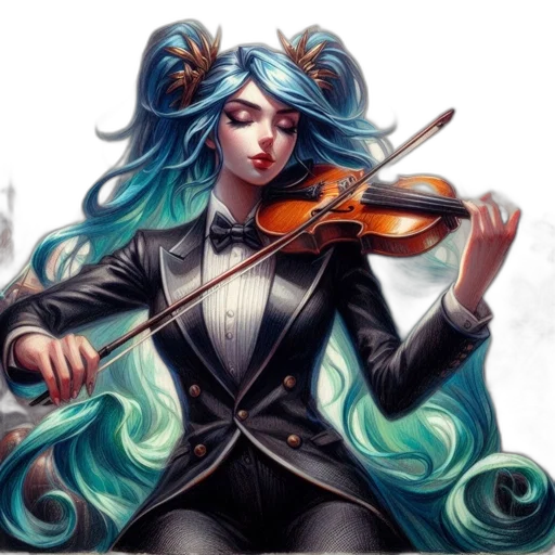 staff, fantasy art, concept art, anime, oil painting, blue, woman, formal transparent PNG cut-out
