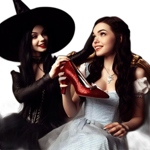 shoes, concept art, fantasy art, photorealistic, comic book art, fire, two, women transparent PNG cut-out