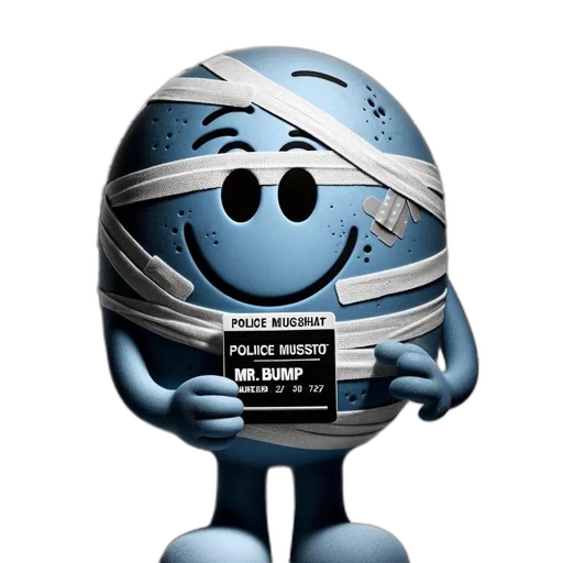 robot, mask, 3d render, cartoon, blue, bandaged, character, labeled transparent PNG cut-out