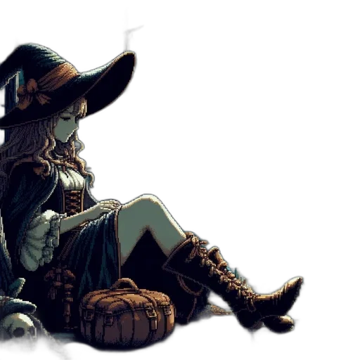 hat, staff, weapon, mask, fantasy art, concept art, comic book art, pixel art transparent PNG cut-out