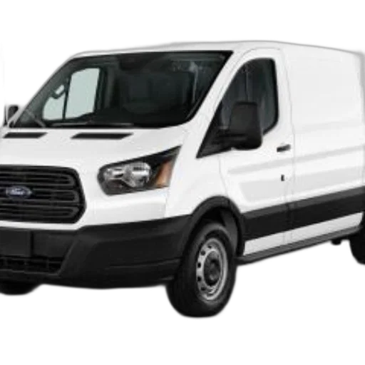 car, white, ford, transit, van, black, accents, showcasing transparent PNG cut-out