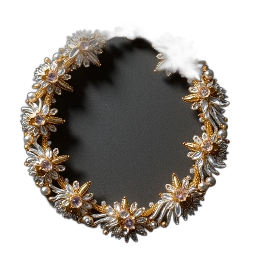 crown, jewelry, hair, flower, 3d render, photorealistic, dark, earth tones transparent PNG cut-out