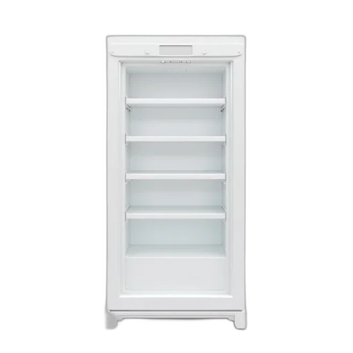 furniture, food, white, refrigerator, closed, door, empty, shelves transparent PNG cut-out