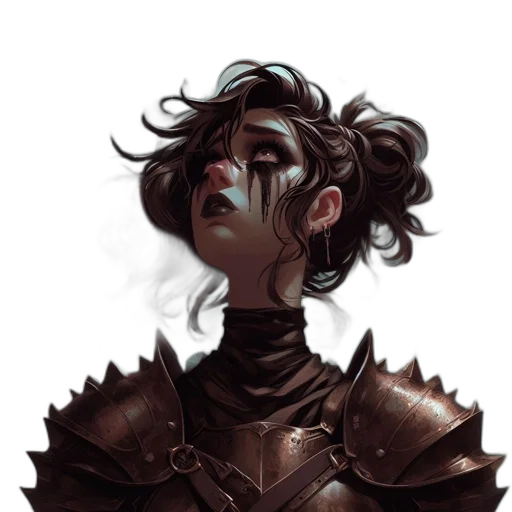 face, fantasy art, concept art, comic book art, pixel art, dark, earth tones, monochrome transparent PNG cut-out