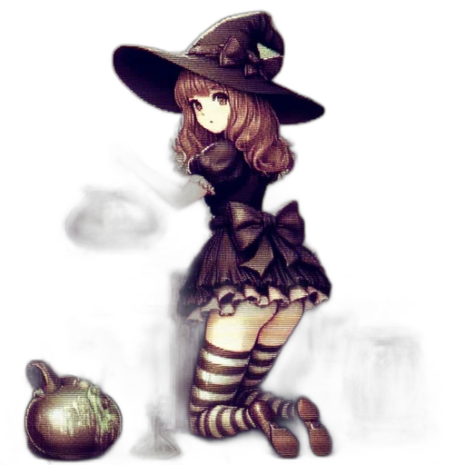 hat, dress, creature, fantasy art, pixel art, watercolor, concept art, fog transparent PNG cut-out