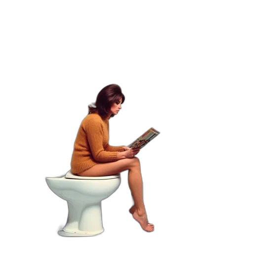 pixel art, 3d render, individual, mustard, sweater, reads, book, toilet transparent PNG cut-out