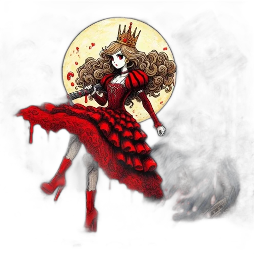 dress, fantasy art, concept art, pixel art, comic book art, red, central, female transparent PNG cut-out