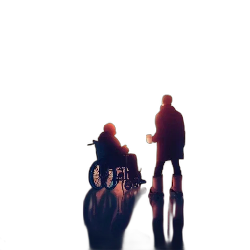 jacket, robot, umbrella, staff, 3d render, pixel art, concept art, photorealistic transparent PNG cut-out