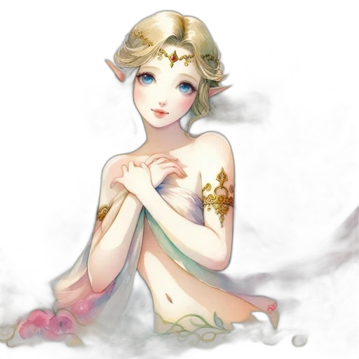 dress, jewelry, crown, staff, fantasy art, concept art, watercolor, pixel art transparent PNG cut-out