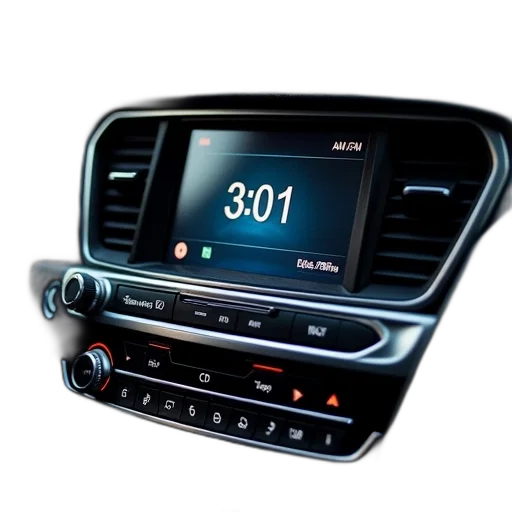 car, close-up, view, dashboard, focusing, audio, system, features transparent PNG cut-out