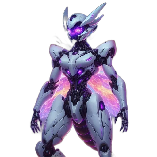 robot, weapon, creature, concept art, cyberpunk, vaporwave, fantasy art, pastel transparent PNG cut-out