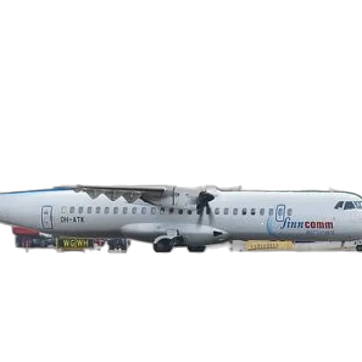 3d render, finnair, atr, 72-600, aircraft, registration, oh-atk, parked transparent PNG cut-out