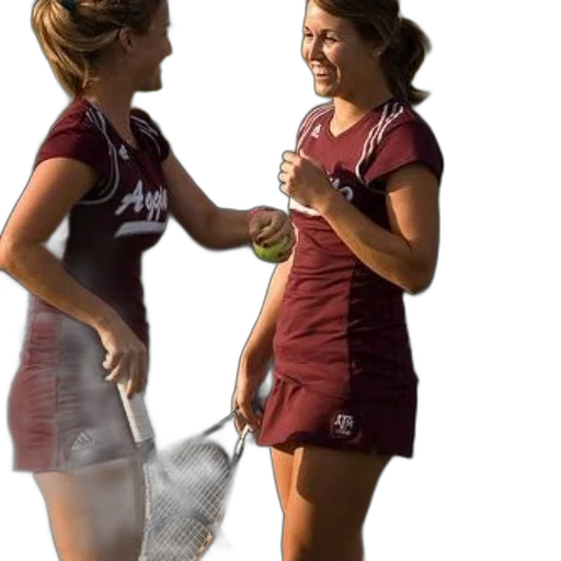 staff, dress, two, female, tennis, players, wearing, maroon transparent PNG cut-out