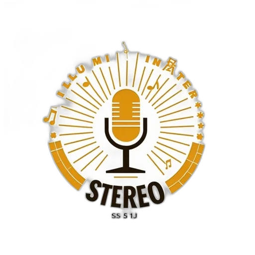 second, image, shows, stylized, logo, microphone, center, surrounded transparent PNG cut-out
