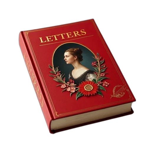 closed, book, red, cover, featuring, portrait, woman, floral transparent PNG cut-out